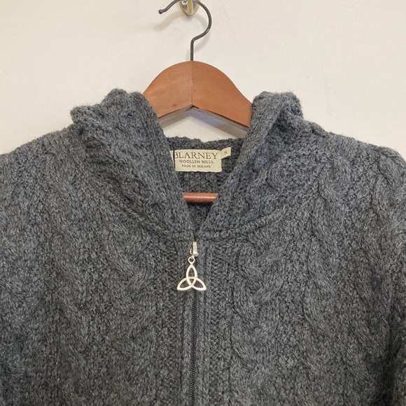 Blarney Woolen Mills Sweater Womens Small Gray Merino Wool Long Hooded Cardigan - Picture 3 of 15